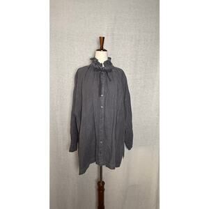 Nest Robe Linen Ruffle Collar Blouse Charcoal Grey
Size F (Free Size)